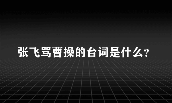 张飞骂曹操的台词是什么？