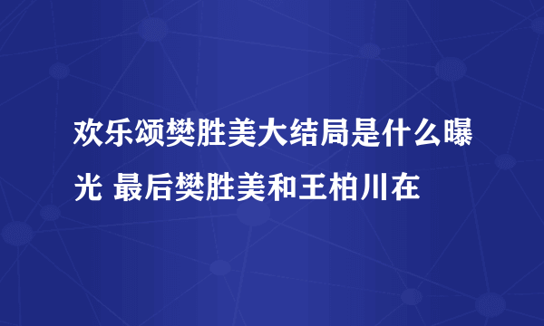 欢乐颂樊胜美大结局是什么曝光 最后樊胜美和王柏川在