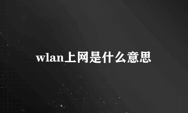 wlan上网是什么意思