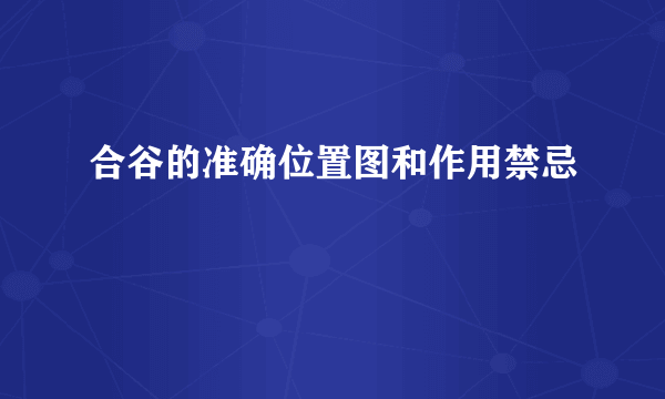 合谷的准确位置图和作用禁忌