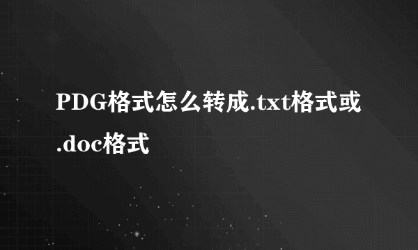 PDG格式怎么转成.txt格式或.doc格式