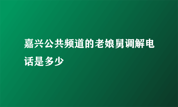 嘉兴公共频道的老娘舅调解电话是多少