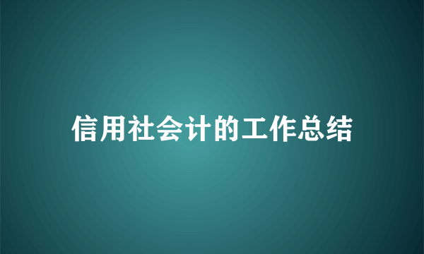 信用社会计的工作总结