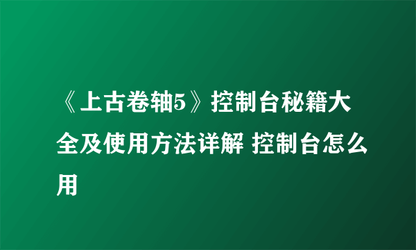 《上古卷轴5》控制台秘籍大全及使用方法详解 控制台怎么用