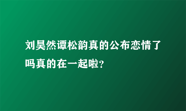 刘昊然谭松韵真的公布恋情了吗真的在一起啦？