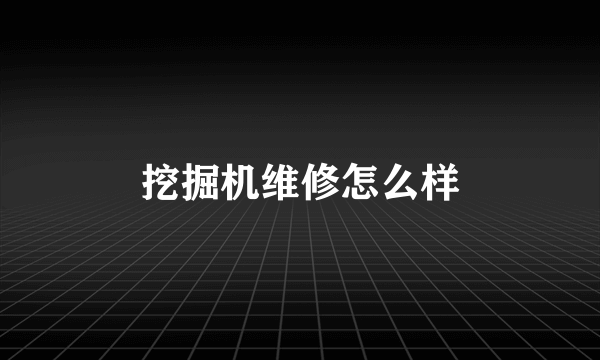 挖掘机维修怎么样