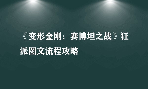 《变形金刚：赛博坦之战》狂派图文流程攻略