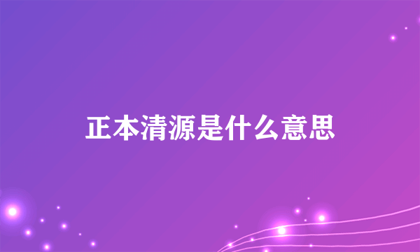 正本清源是什么意思