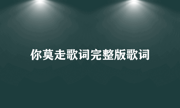 你莫走歌词完整版歌词