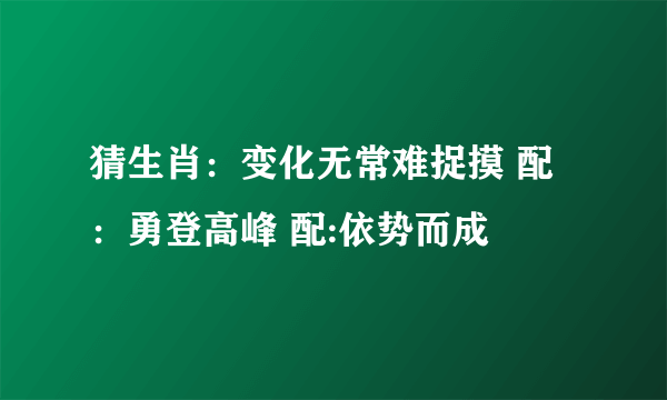 猜生肖：变化无常难捉摸 配：勇登高峰 配:依势而成