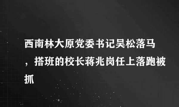 西南林大原党委书记吴松落马，搭班的校长蒋兆岗任上落跑被抓