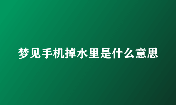 梦见手机掉水里是什么意思