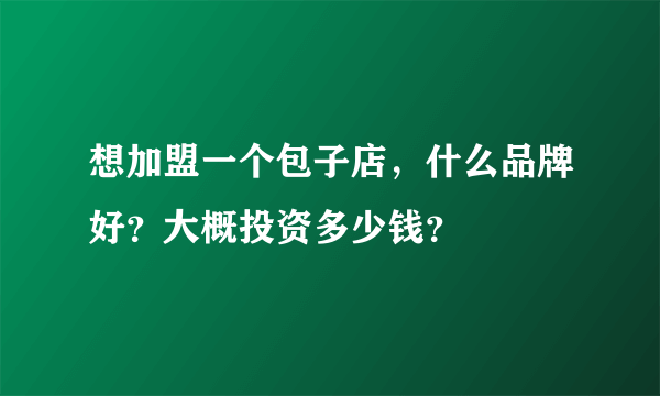 想加盟一个包子店，什么品牌好？大概投资多少钱？