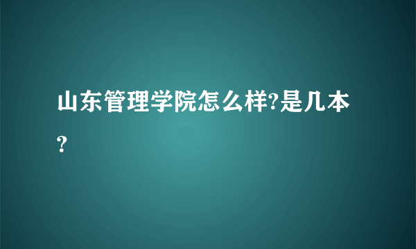 山东管理学院怎么样?是几本？