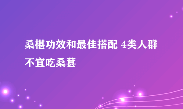 桑椹功效和最佳搭配 4类人群不宜吃桑葚