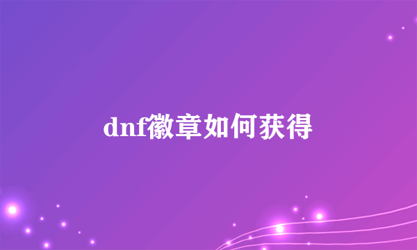 dnf徽章如何获得