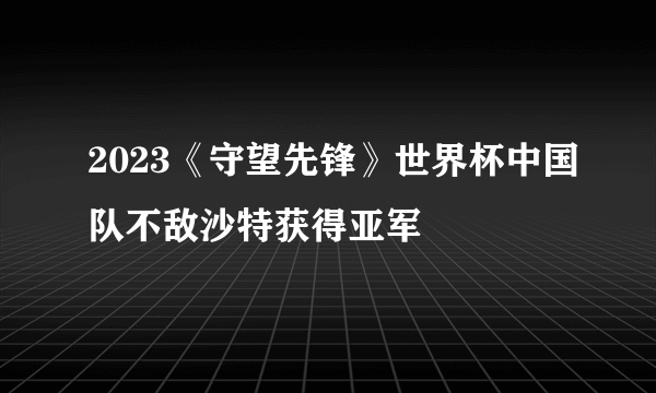 2023《守望先锋》世界杯中国队不敌沙特获得亚军