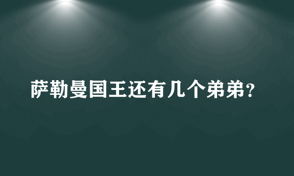 萨勒曼国王还有几个弟弟？