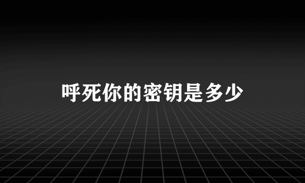 呼死你的密钥是多少