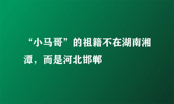 “小马哥”的祖籍不在湖南湘潭，而是河北邯郸