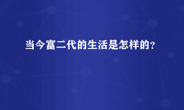 当今富二代的生活是怎样的？