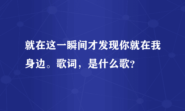 就在这一瞬间才发现你就在我身边。歌词，是什么歌？