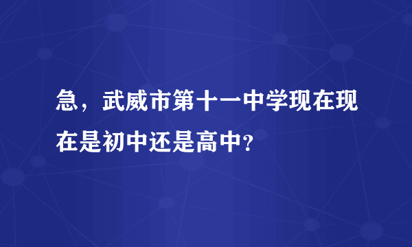 急，武威市第十一中学现在现在是初中还是高中？