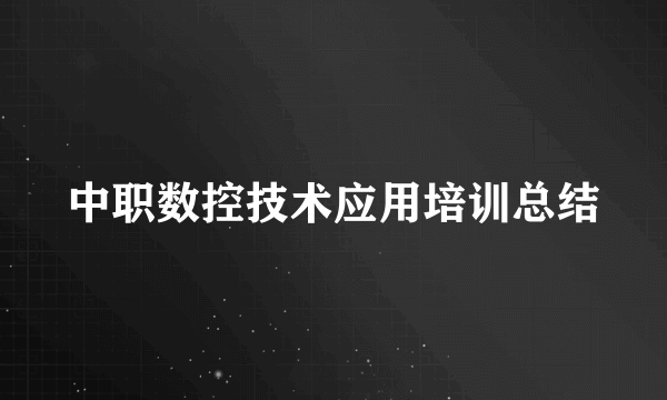 中职数控技术应用培训总结