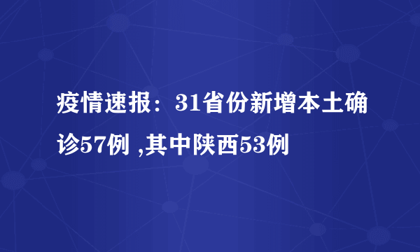 疫情速报：31省份新增本土确诊57例 ,其中陕西53例