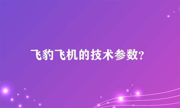 飞豹飞机的技术参数？