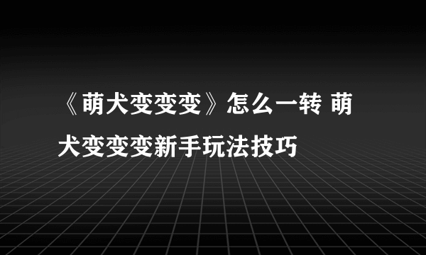 《萌犬变变变》怎么一转 萌犬变变变新手玩法技巧