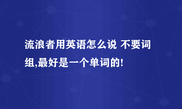 流浪者用英语怎么说 不要词组,最好是一个单词的!