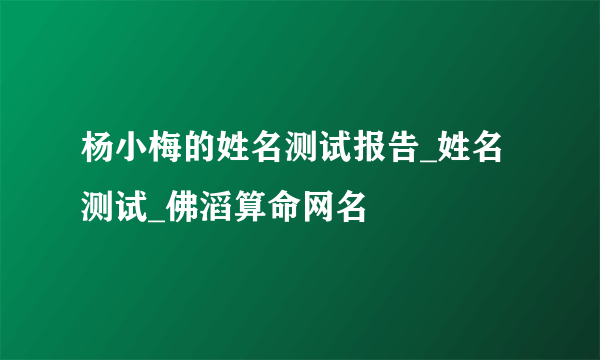 杨小梅的姓名测试报告_姓名测试_佛滔算命网名