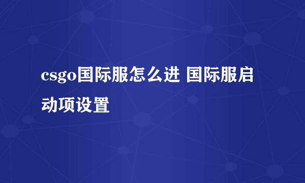 csgo国际服怎么进 国际服启动项设置