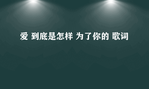 爱 到底是怎样 为了你的 歌词