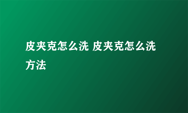 皮夹克怎么洗 皮夹克怎么洗方法