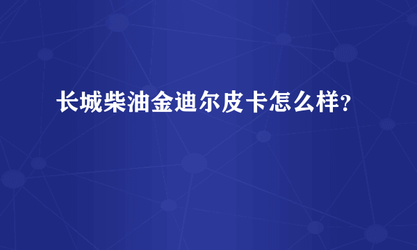 长城柴油金迪尔皮卡怎么样？