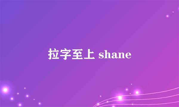 拉字至上 shane