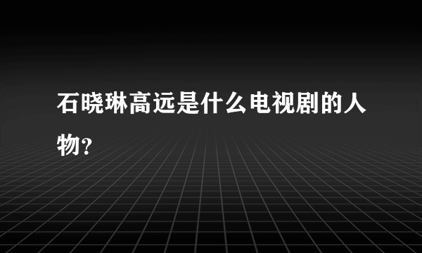 石晓琳高远是什么电视剧的人物？