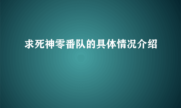 求死神零番队的具体情况介绍