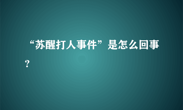 “苏醒打人事件”是怎么回事？