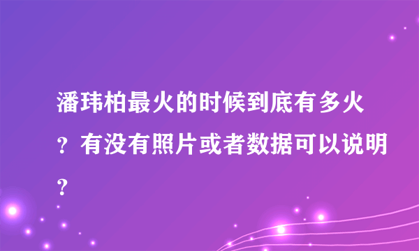 潘玮柏最火的时候到底有多火？有没有照片或者数据可以说明？