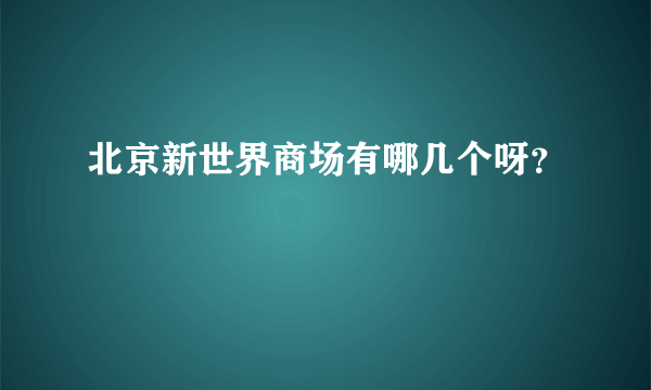 北京新世界商场有哪几个呀？