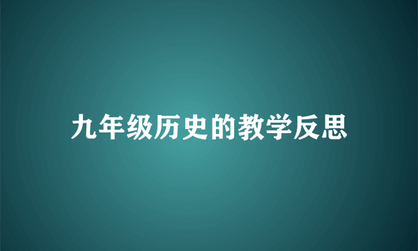 九年级历史的教学反思