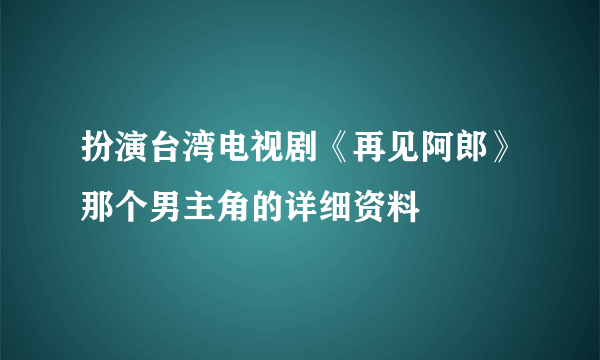 扮演台湾电视剧《再见阿郎》那个男主角的详细资料