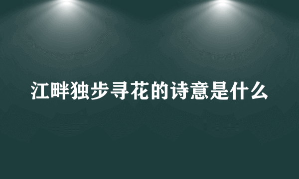 江畔独步寻花的诗意是什么