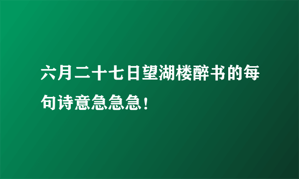 六月二十七日望湖楼醉书的每句诗意急急急！