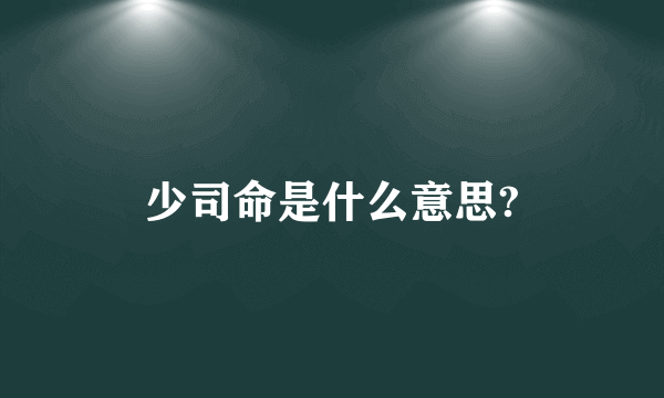 少司命是什么意思?