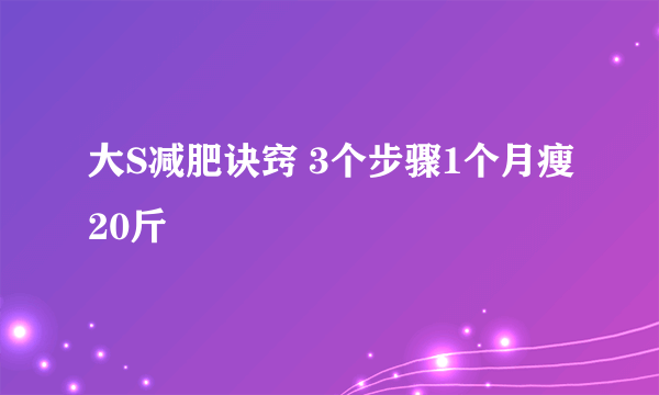 大S减肥诀窍 3个步骤1个月瘦20斤