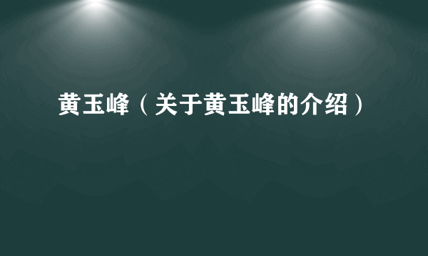 黄玉峰（关于黄玉峰的介绍）